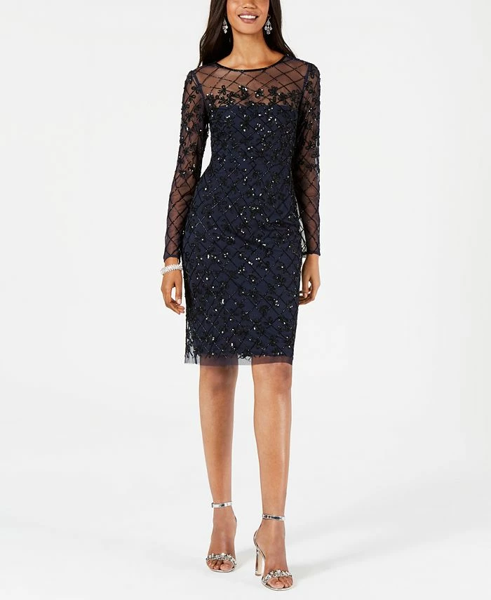 Adrianna Papell Women's Embellished Illusion Sheath Dress 1 Adrianna Papell Women's Embellished Illusion Sheath Dress