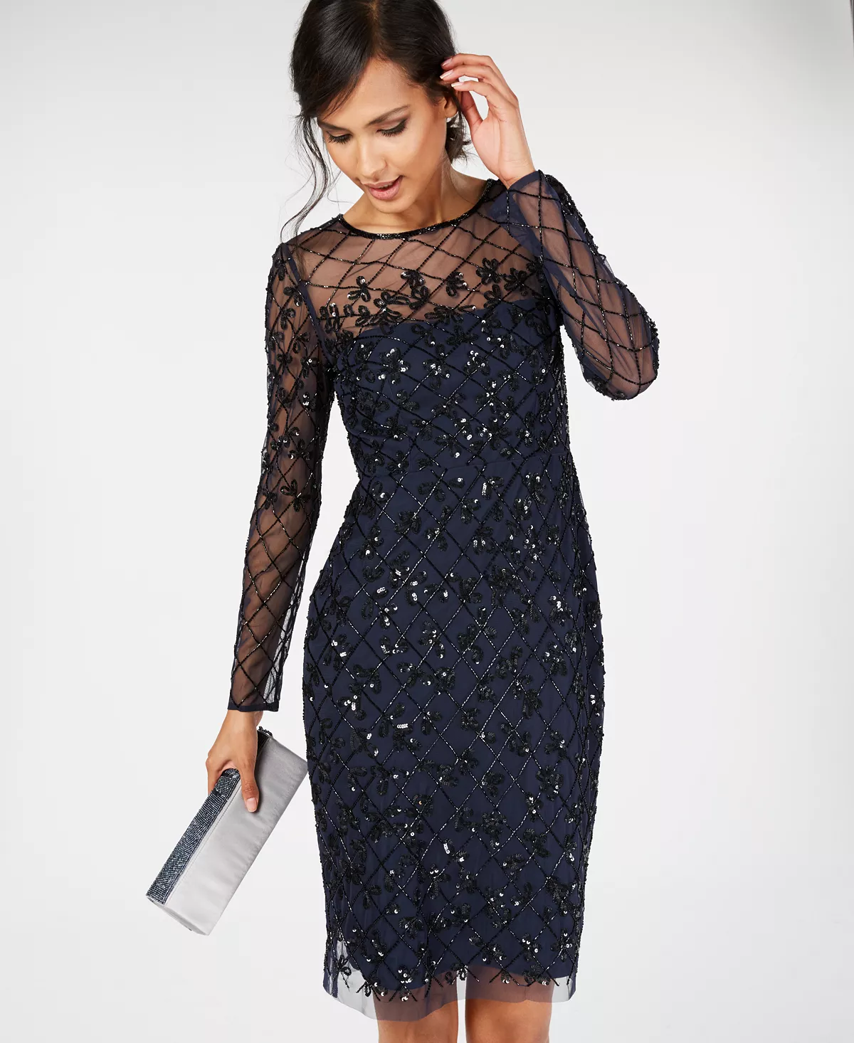 Adrianna Papell Women's Embellished Illusion Sheath Dress 6 Adrianna Papell Women's Embellished Illusion Sheath Dress - Image 6