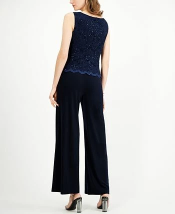 Connected Embellished Lace-Overlay Jumpsuit 2 Connected Embellished Lace-Overlay Jumpsuit - Image 2