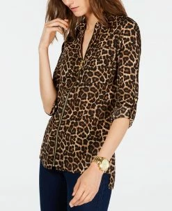 Michael Kors Leopard-Print Top, Regular And Petite Sizes