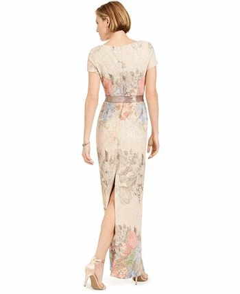 Adrianna Papell Women's Floral-Print Short Sleeve Column Gown 3 Adrianna Papell Women's Floral-Print Short Sleeve Column Gown - Image 3