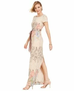 Adrianna Papell Women's Floral-Print Short Sleeve Column Gown 11 Adrianna Papell Women's Floral-Print Short Sleeve Column Gown -Anne Klein Sales Store 14517737 fpx