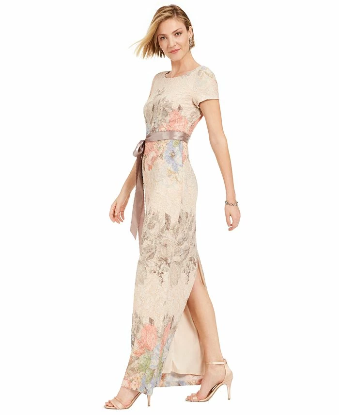 Adrianna Papell Women's Floral-Print Short Sleeve Column Gown 4 Adrianna Papell Women's Floral-Print Short Sleeve Column Gown - Image 4