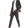 Bar III Women's Collarless Open-Front Jacket, Bow-Neck Blouse & Straight-Leg Pants, Created For Macy's