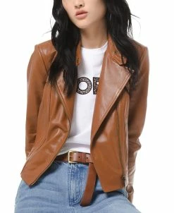 Michael Kors Leather Moto Jacket, Regular & Petite Sizes