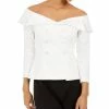 Adrianna Papell Double-Breasted Off-The-Shoulder Top