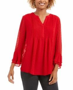 Charter Club Double-Ruffle Textured Pintuck Top, Created For Macy's