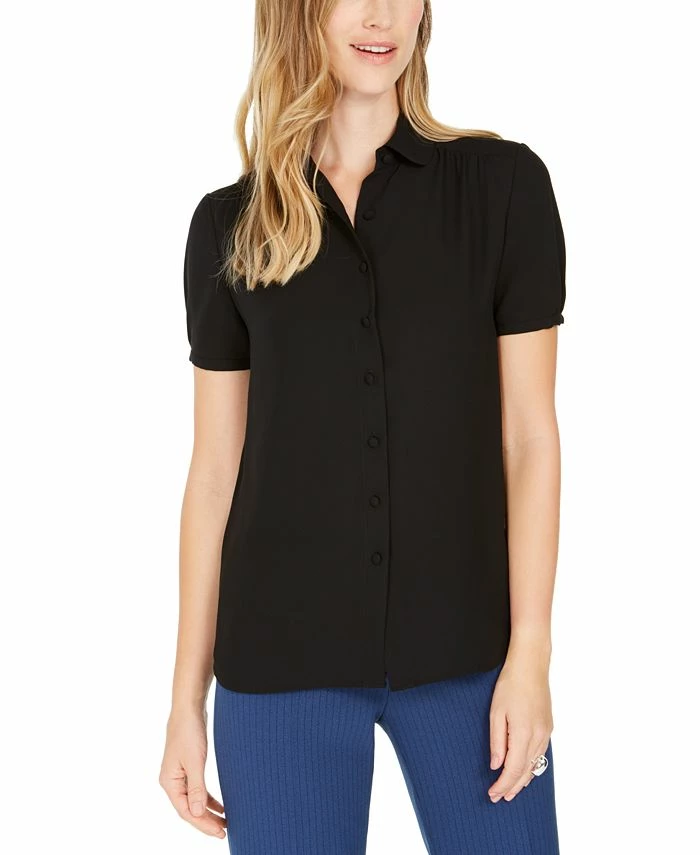 Anne Klein Cap-Sleeve Button-Up Blouse 1 Anne Klein Cap-Sleeve Button-Up Blouse