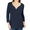 Karen Scott Cotton Henley V-Neck Top, Created For Macy's