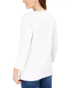 Karen Scott Cotton Henley V-Neck Top, Created For Macy's -Anne Klein Sales Store 15656058 fpx