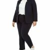 Bar III Trendy Plus Size Open-Front Blazer, Tie-Neck Blouse & Ankle Pants, Created For Macy's