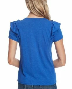 CeCe Women's Double Ruffle-Sleeve Short Sleeve Knit Top -Anne Klein Sales Store 16785409 fpx