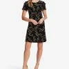 CeCe Women's Printed Short Ruffled-Sleeve Knit Dress