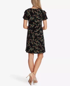 CeCe Women's Printed Short Ruffled-Sleeve Knit Dress -Anne Klein Sales Store 17227377 fpx