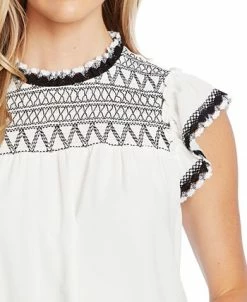 CeCe Women's Flutter-Sleeve Smocked Short Sleeve Top 5 CeCe Women's Flutter-Sleeve Smocked Short Sleeve Top -Anne Klein Sales Store 17268888 fpx