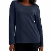 Karen Scott Long Sleeve Cotton Scoop-Neckline Top, Created For Macy's