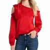 CeCe Womne's Ruffled One-Shoulder Long Sleeve Bow Blouse