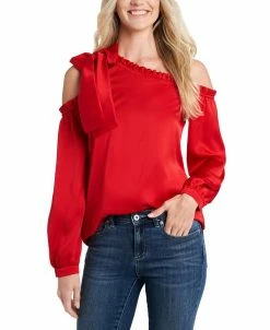 CeCe Womne's Ruffled One-Shoulder Long Sleeve Bow Blouse