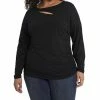 Vince Camuto Women's Plus Size Sparkle Jersey Cutout Top