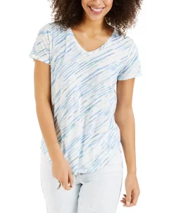Style & Co Women's Printed V-Neck T-Shirt, Created For Macy's -Anne Klein Sales Store 18252360 fpx