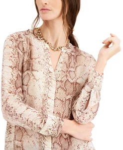 Bar III Snakeskin-Print Tunic Blouse, Created For Macy's -Anne Klein Sales Store 18261738 fpx