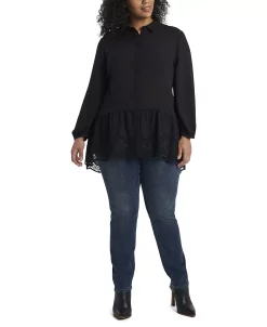 Vince Camuto Women's Plus Size Long Sleeve Peplum Tunic With Lace 6 Vince Camuto Women's Plus Size Long Sleeve Peplum Tunic With Lace -Anne Klein Sales Store 18403997 fpx