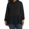 Vince Camuto Women's Plus Size Long Sleeve Peplum Tunic With Lace