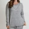 COIN 1804 Women's Plus Size Cozy Contrast Stitch Tee