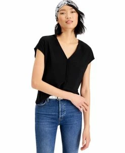 Bar III Women's Seamed V-Neck Top, Created For Macy's