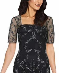 Papell Studio Mesh-Sleeve Beaded Dress -Anne Klein Sales Store 18734935 fpx
