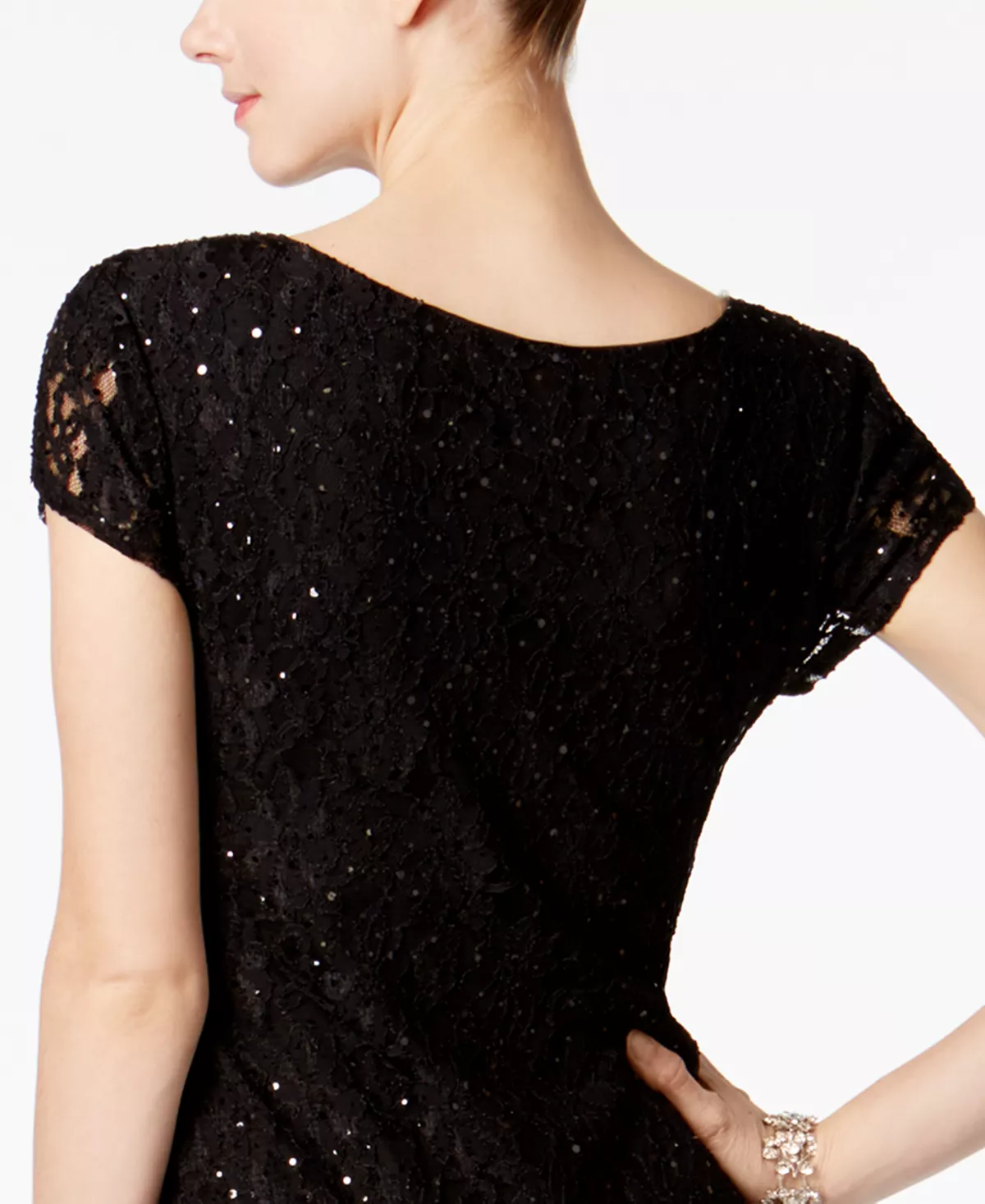 Connected Sequined Lace Column Gown 4 Connected Sequined Lace Column Gown - Image 4