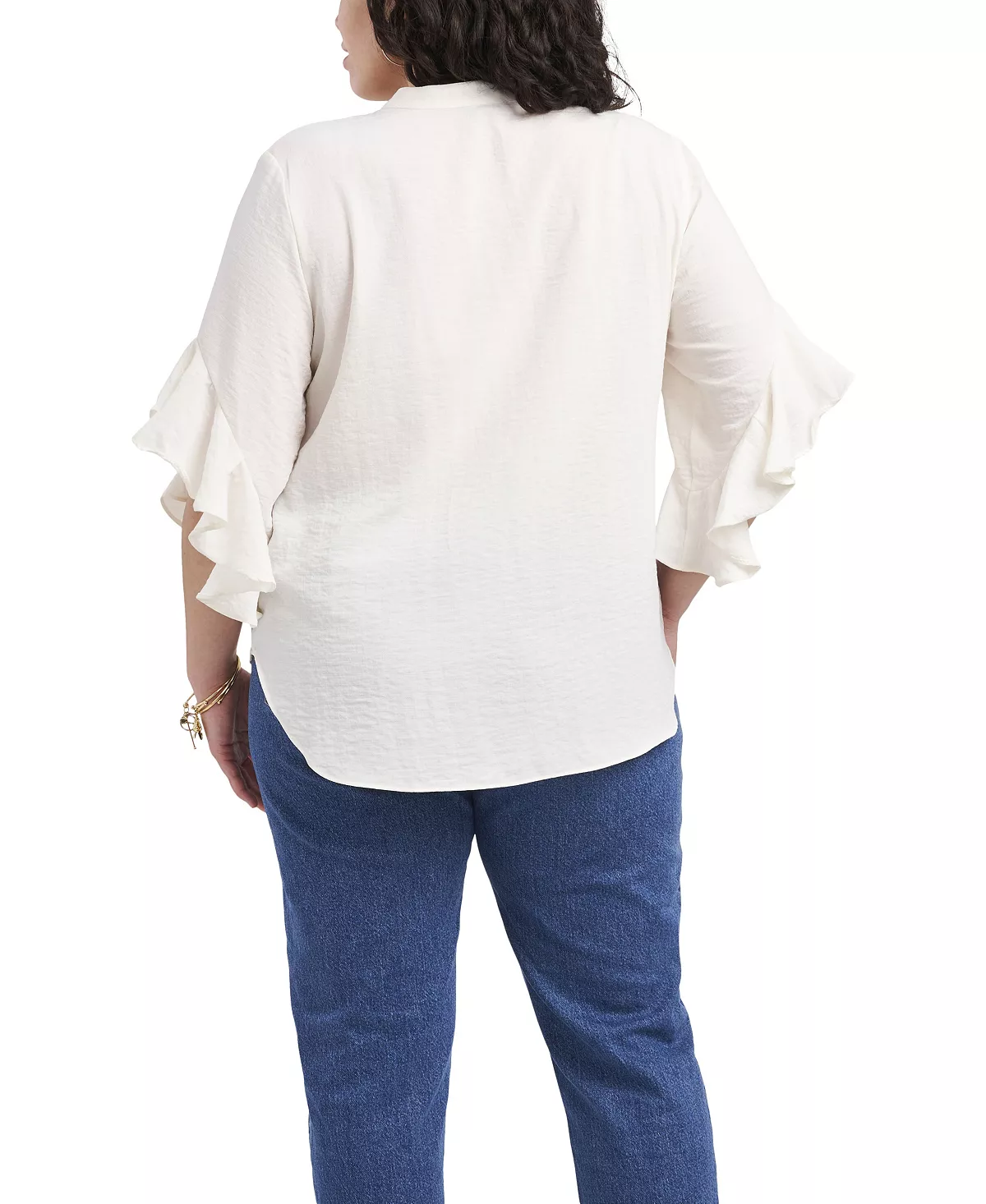 Vince Camuto Plus Size Ruffle Sleeve Henley Blouse 3 Vince Camuto Plus Size Ruffle Sleeve Henley Blouse - Image 3