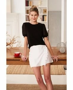 CeCe Women's Crewneck Short Sleeve Puff-Sleeve Knit Top -Anne Klein Sales Store 18953940 fpx 1