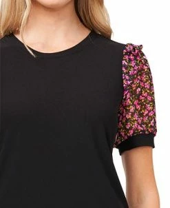 CeCe Women's Short Sleeve Floral Puff-Sleeve Knit Top -Anne Klein Sales Store 18962827 fpx