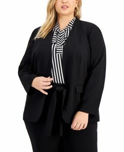 Bar III Trendy Plus Size Open-Front Blazer, Created For Macy's