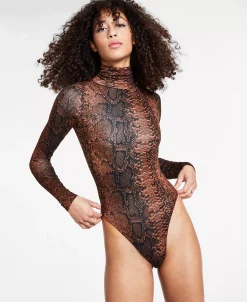 Bar III Snakeskin-Print Turtleneck Bodysuit, Created For Macy's -Anne Klein Sales Store 19331509 fpx