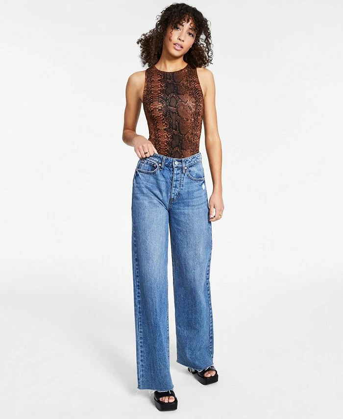 Bar III Snakeskin-Print Sleeveless Bodysuit, Created For Macy's 1 Bar III Snakeskin-Print Sleeveless Bodysuit, Created For Macy's