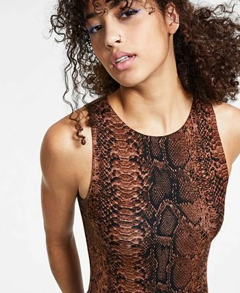 Bar III Snakeskin-Print Sleeveless Bodysuit, Created For Macy's 3 Bar III Snakeskin-Print Sleeveless Bodysuit, Created For Macy's - Image 3