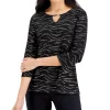 JM Collection Glitter Zebra-Print Embellished-Keyhole Jacquard Top, Created For Macy's