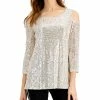 JM Collection Sequin Cold-Shoulder Top, Created For Macy's