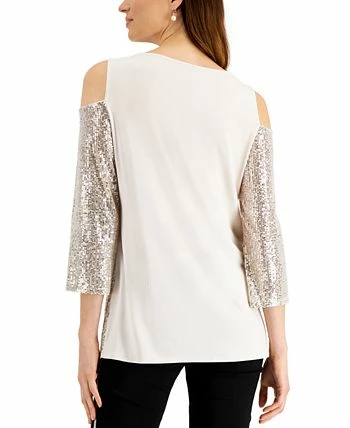 JM Collection Sequin Cold-Shoulder Top, Created For Macy's 2 JM Collection Sequin Cold-Shoulder Top, Created For Macy's - Image 2