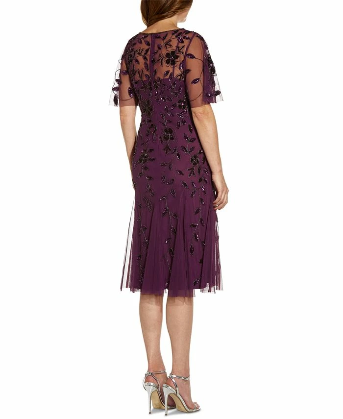 Adrianna Papell Embellished Flutter-Sleeve A-Line Dress 4 Adrianna Papell Embellished Flutter-Sleeve A-Line Dress - Image 4