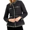 Anne Klein Quilted Tweed-Trim Puffer Jacket