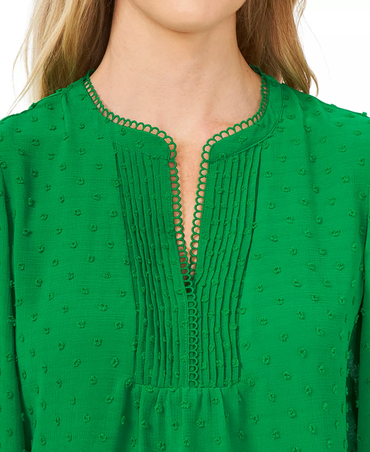 CeCe Women's V-Neck Long-Sleeve Clip-Dot Blouse 4 CeCe Women's V-Neck Long-Sleeve Clip-Dot Blouse - Image 4