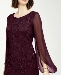Connected Flutter-Sleeve Sequined Lace Dress -Anne Klein Sales Store 19961261 fpx