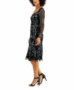 Adrianna Papell Embellished Long-Sleeve Dress -Anne Klein Sales Store 20103961 fpx