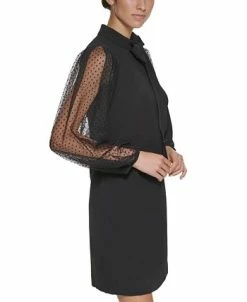 Vince Camuto Mesh Dot Sleeve Shift Dress -Anne Klein Sales Store 20119753 fpx