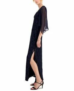 Connected Sheer-Sleeve Lace Gown -Anne Klein Sales Store 20156838 fpx