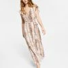 Bar III Snakeskin Print Wrap-Style Maxi Dress, Created For Macy's