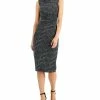 Anne Klein Metallic Swirl Side-Ruched Midi Dress